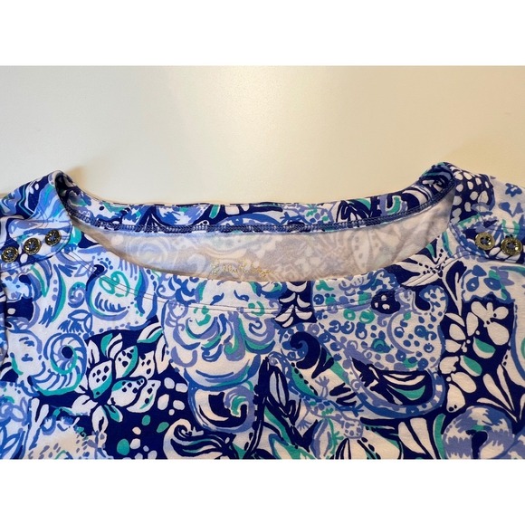 Lilly Pulitzer Sophie Dress 60 animals Women's Blue White Print 3/4 Sleeve Sz L - Picture 8 of 13